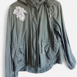 Daughters of the Liberation Hooded Jacket with Lace Detail